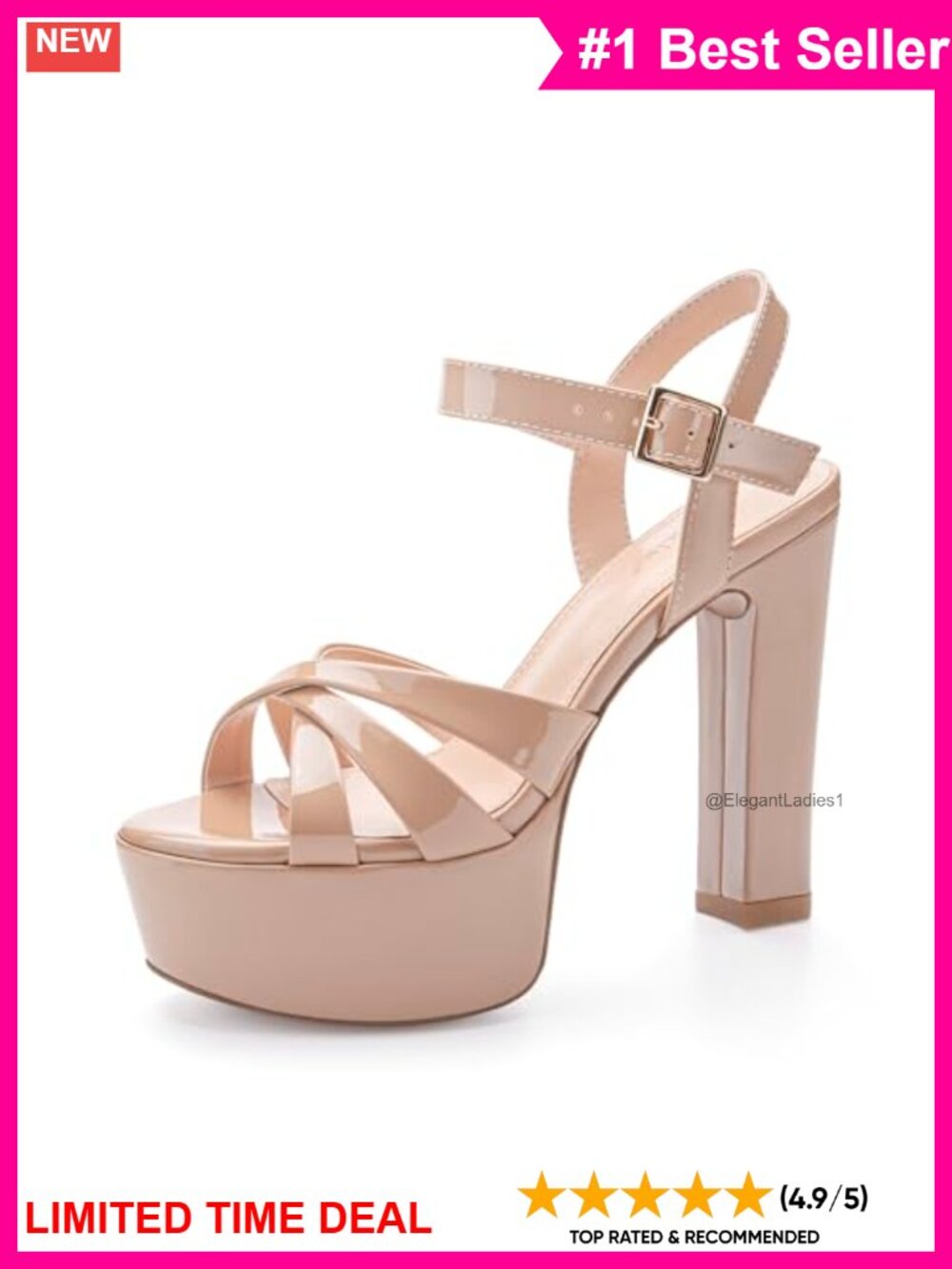 Aitikiss Women's Platform High Heels 5.3 Inch Chunky Block Heel Open Toe Sandals